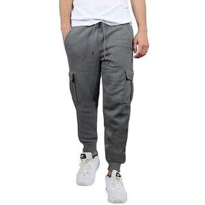 Blue Ice Men's Fleece-Lined Cargo‎ Jogger Sweatpants in Charcoal - Size 2XL